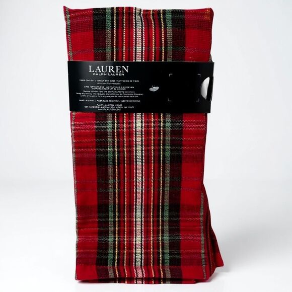 Ralph Lauren Red Plaid Cotton Dish Towels Set of 2 Christmas Kitchen Decor NWT - Picture 2 of 4